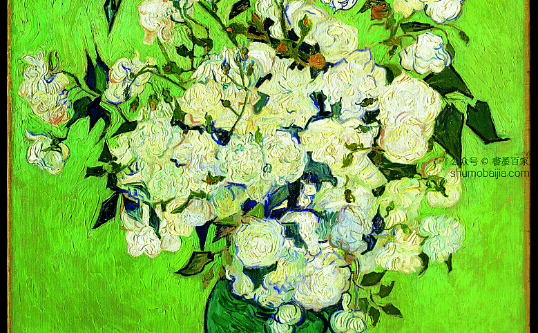 梵高 装饰画 油画 世界名画之瓶中的白玫瑰