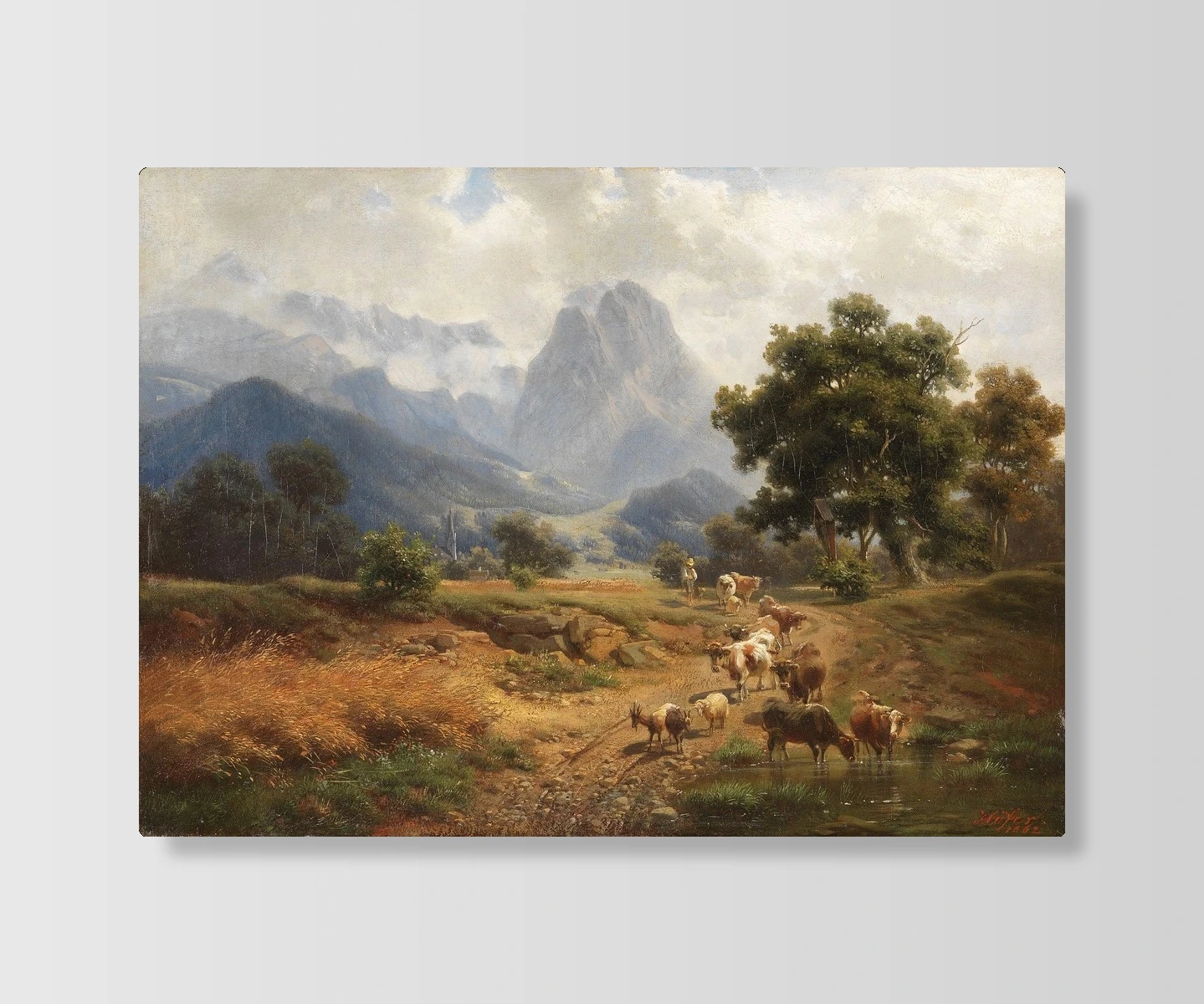 Alpine Pastoral Scene with Cattle(Alpine Pastoral Scene with Cattle)