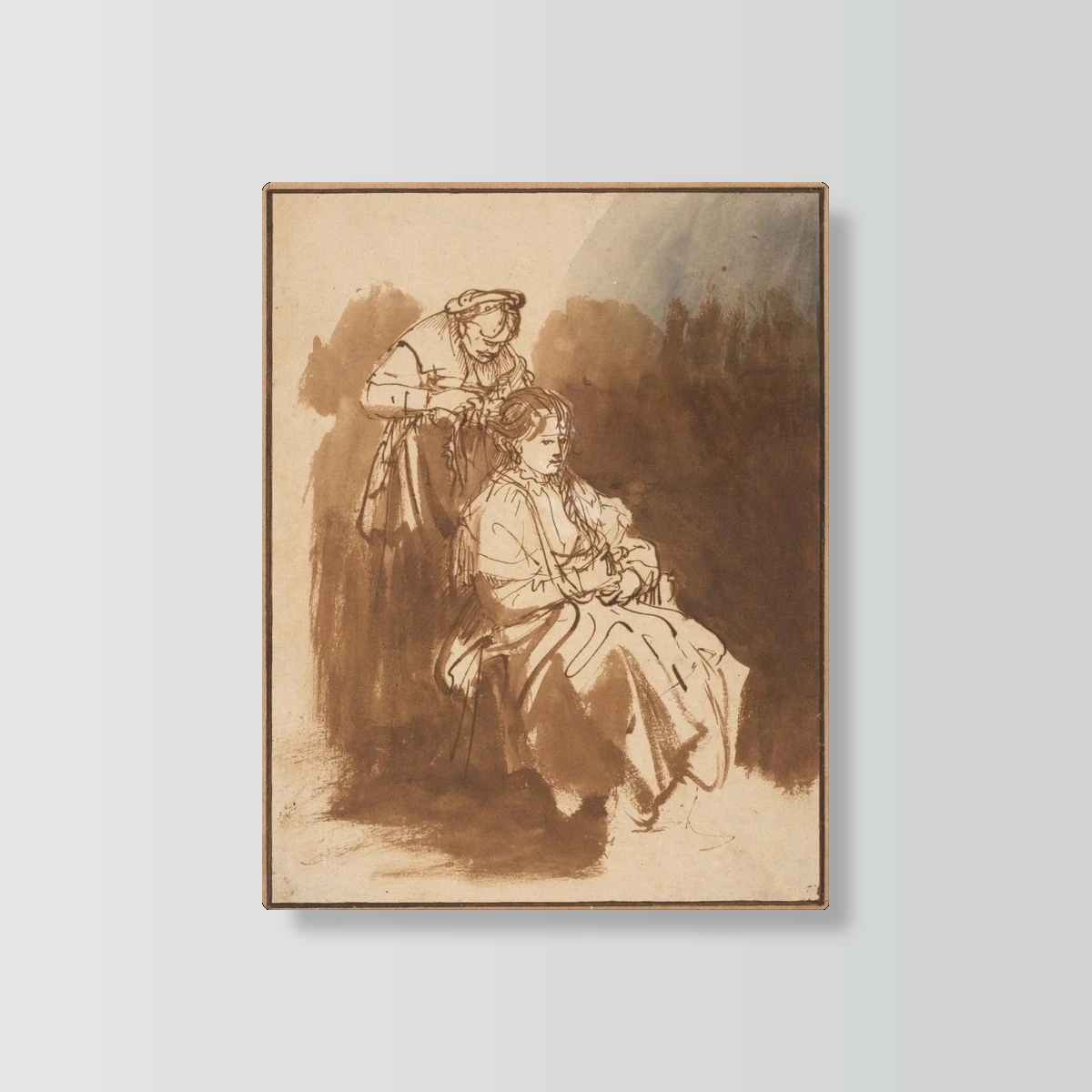 A Young Woman Having Her Hair Braided(A Young Woman Having Her Hair Braided)