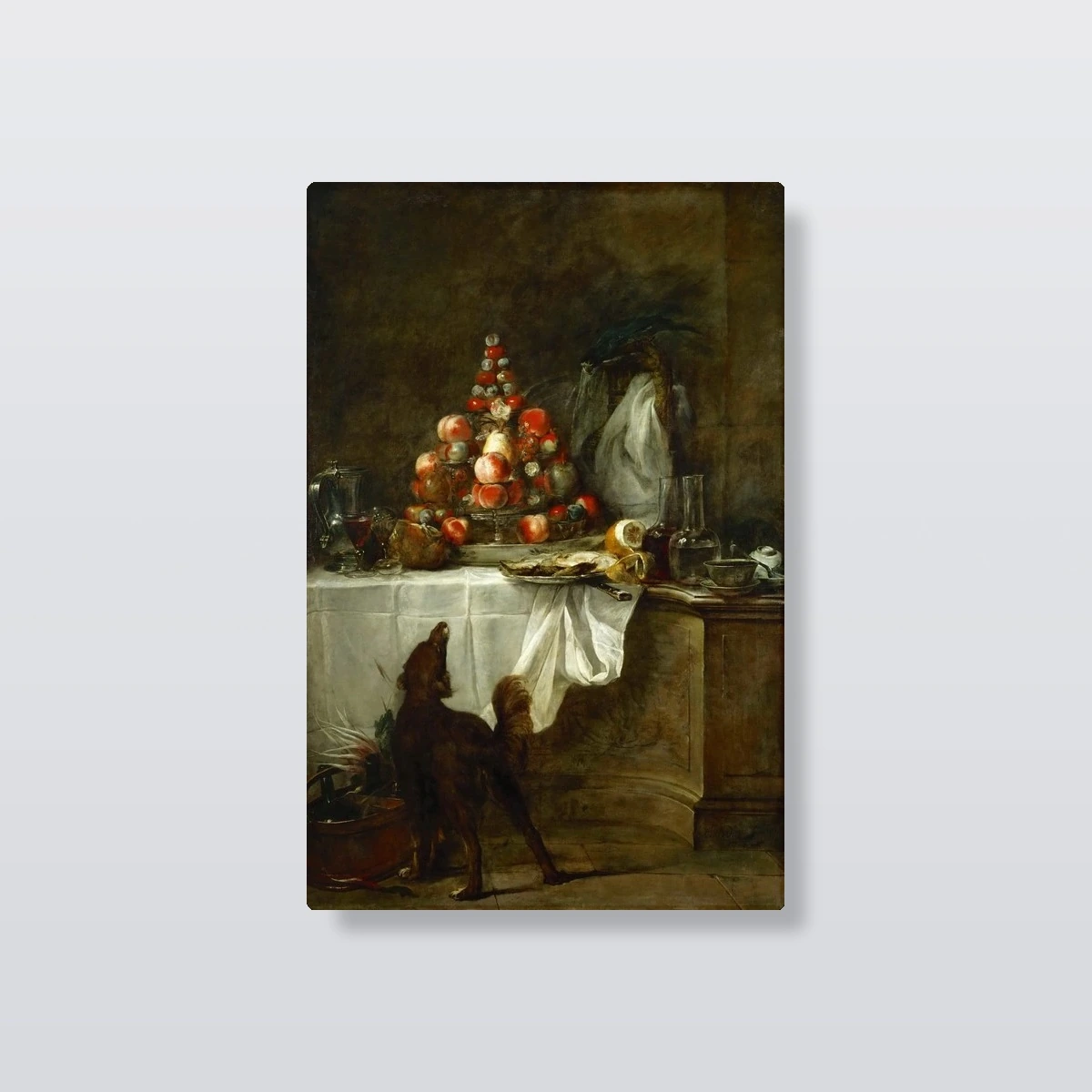Chardin-Fruit Still Life with Barking Dog(Chardin-Fruit Still Life with Barking Dog)